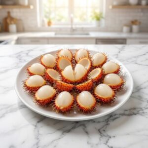 Chôm chôm nhãn khi lột vỏ