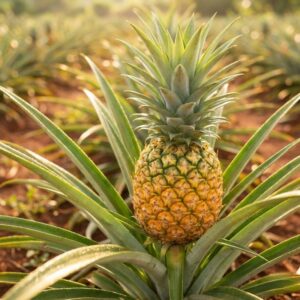 Trái thêm dứa queen nằm trên cây