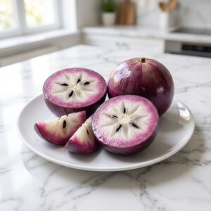 Vú sữa tím khi cắt ra