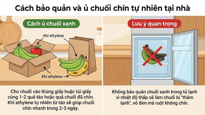 Hướng dẫn cách bảo quản và ủ chuối chín tự nhiên