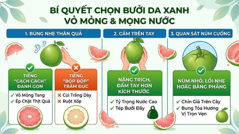 Bí quyết chọn bưởi da xanh vỏ mỏng và mọng nước