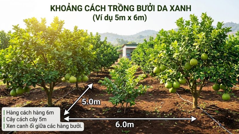 Khoảng cách trồng cây bưởi da xanh