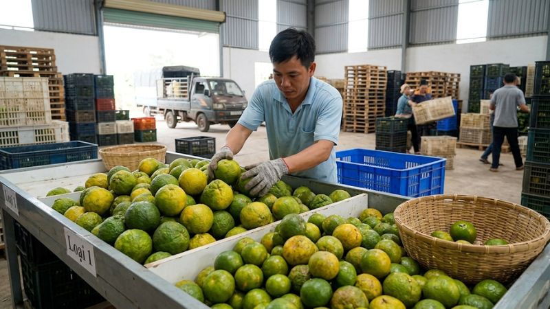 Cam sành thu mua sỉ ở vựa miền Tây