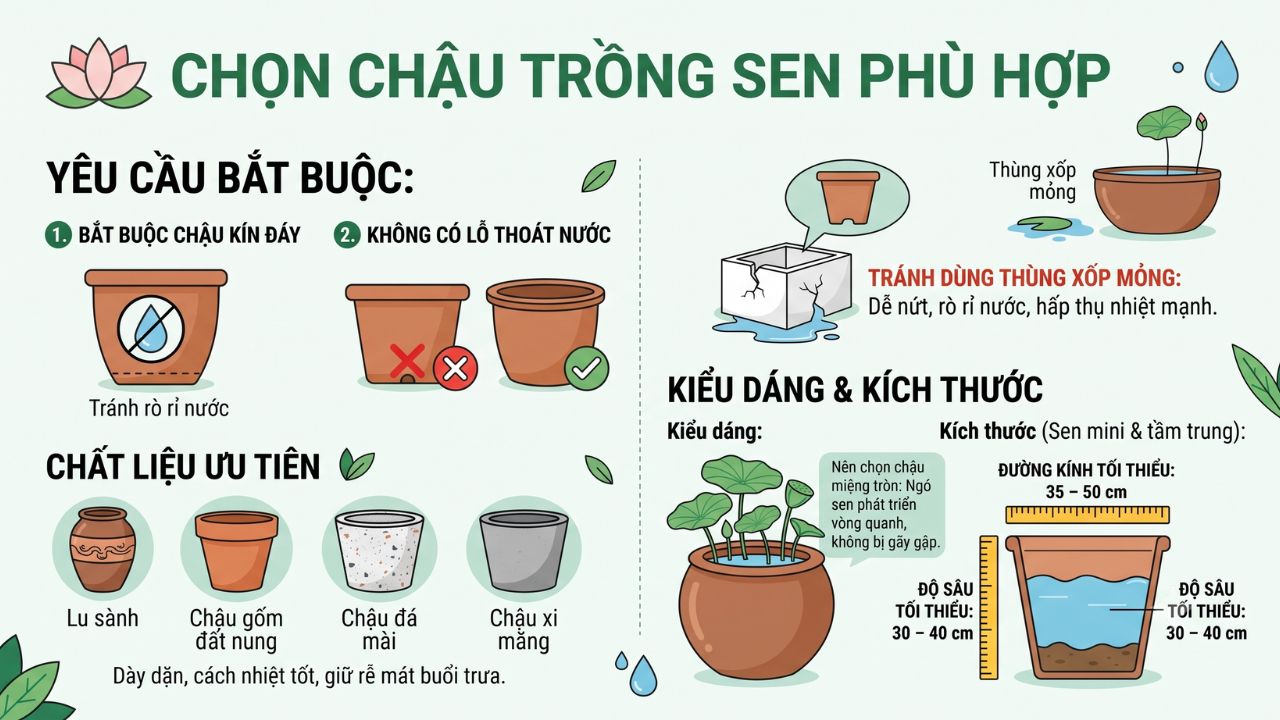 Chọn chậu trồng sen phù hợp