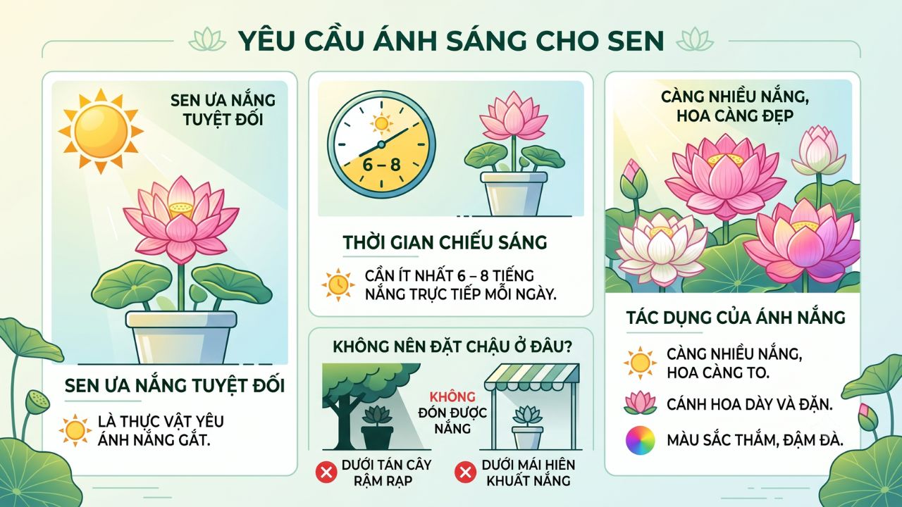 Yêu cầu ánh sáng cho sen