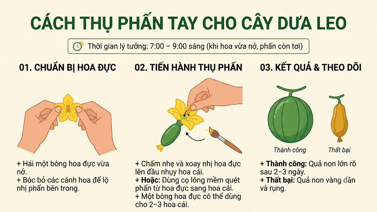 Cách thụ phấn tay cho cây dưa leo