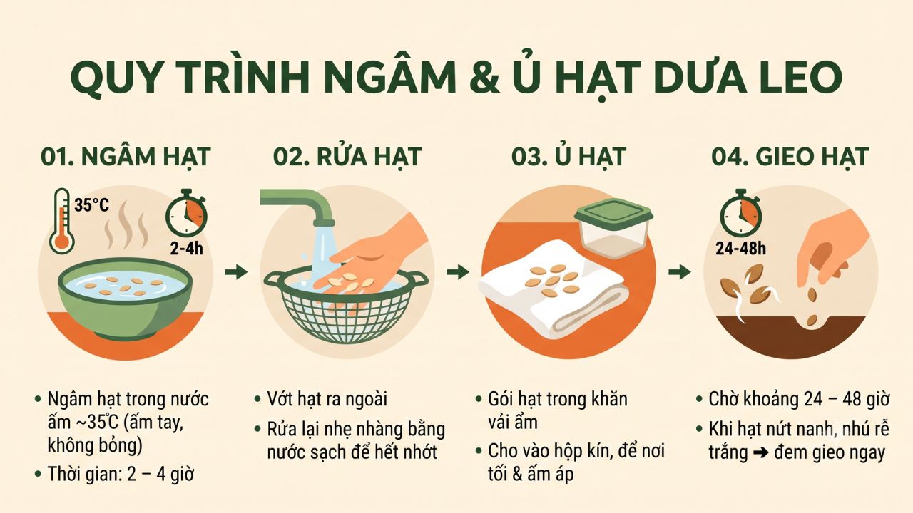 Quy trình ngâm và ủ hạt dưa leo