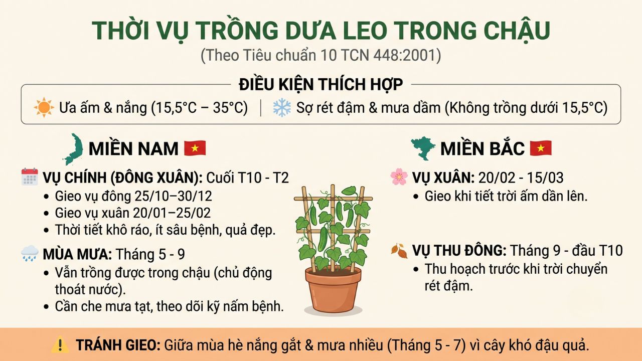 Thời vụ trồng dưa leo trong chậu