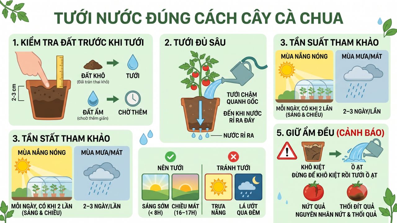 Tưới nước đúng cách cho cây cà chua
