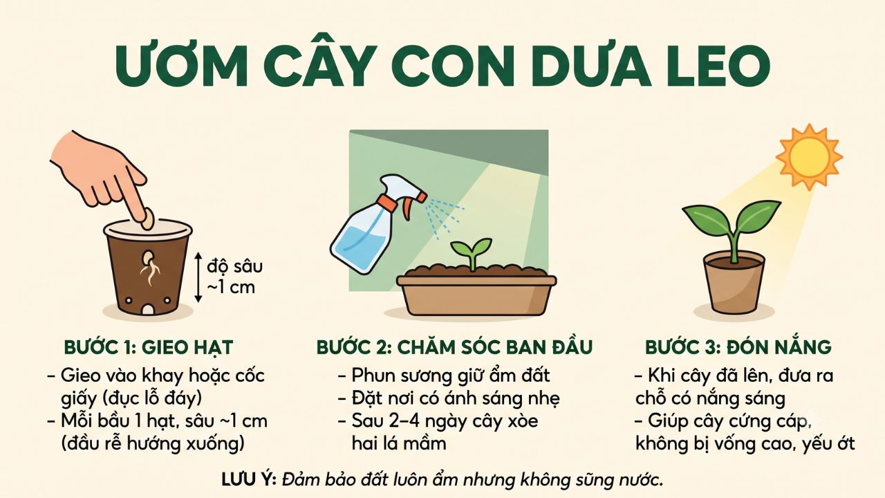 Ươm cây con dưa leo
